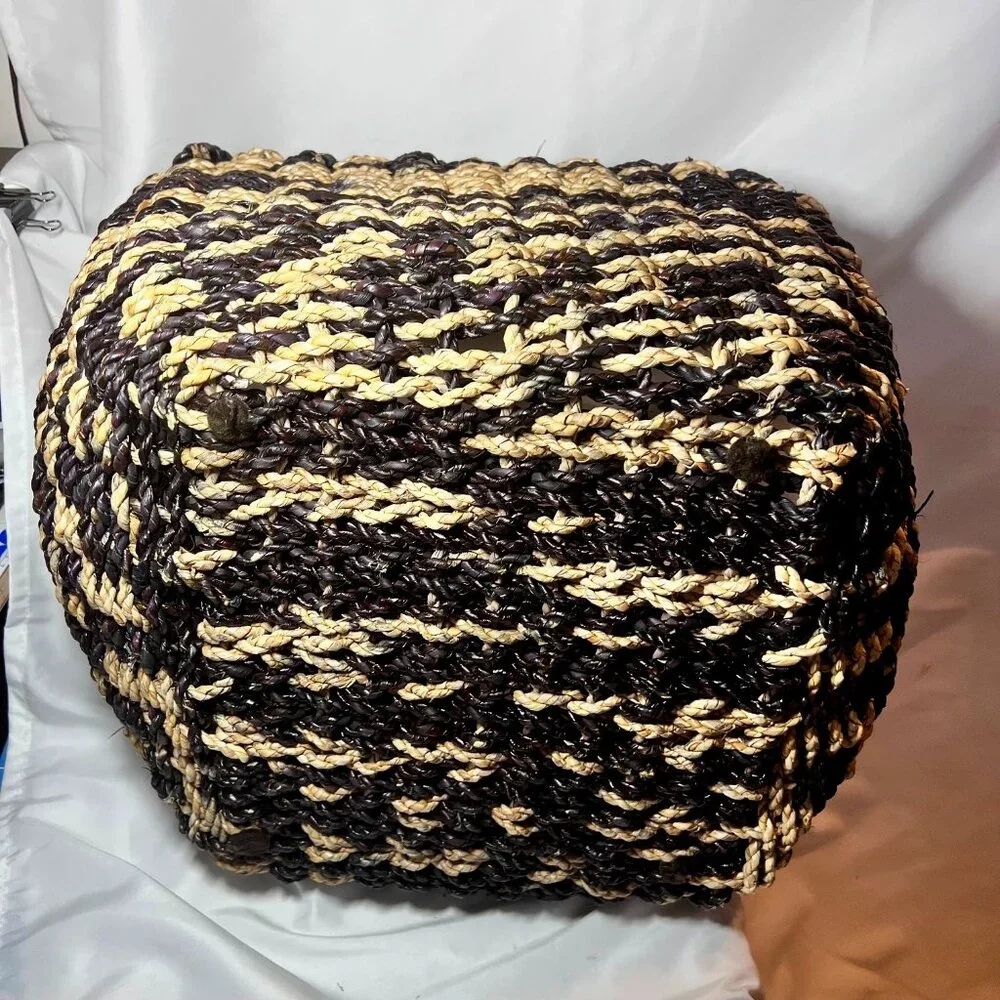 Floor Large Wicker Basket-Black Wood 5